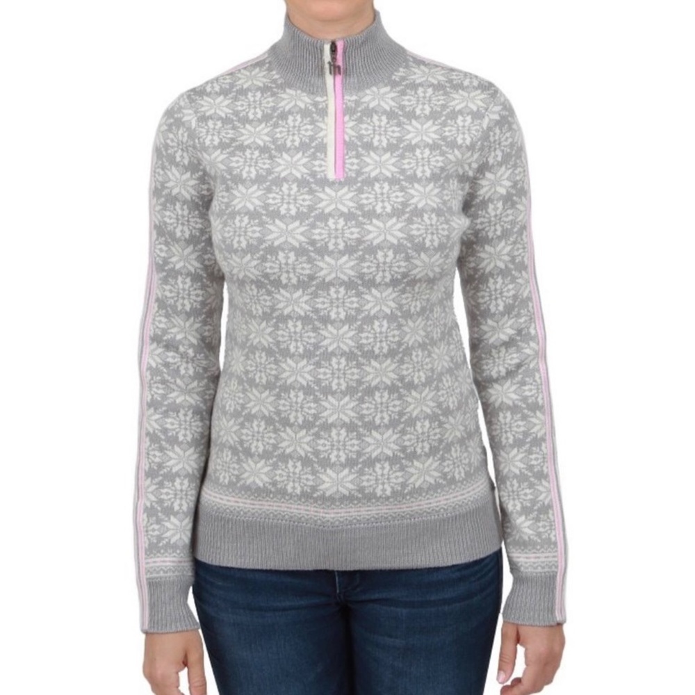Meister Portia Ski Snowflake Sweater Gray Pearl White